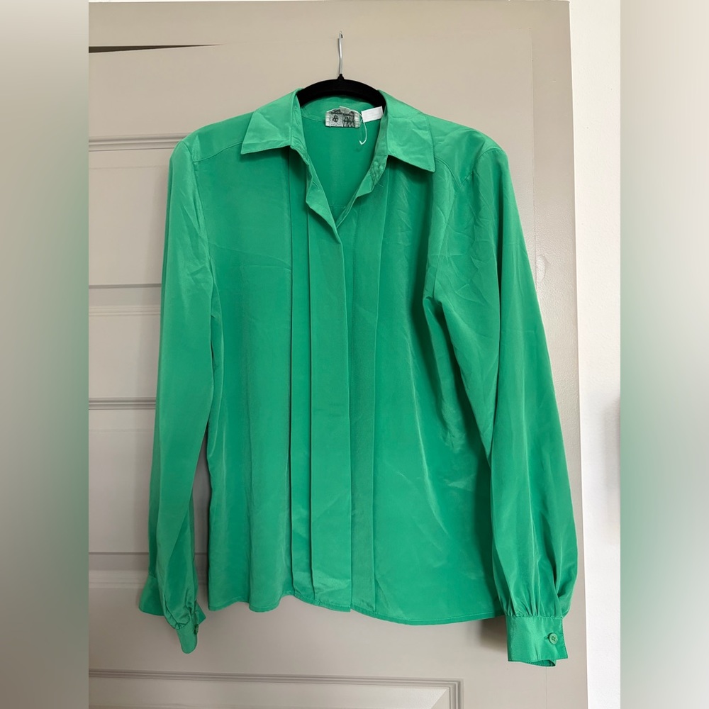 Vintage Anne Klein Emerald Green Blouse